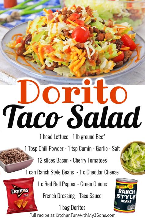 How To Make Taco Salad, Cheap Salad Recipes, Simple Summer Dinner Ideas, Recipe For Taco Salad, Taco Salad With Doritos, Easy Inexpensive Dinners, Taco Salad Easy, Salad With Doritos, Dorito Salad