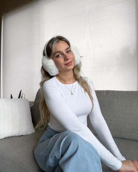 White long sleeve tops are a must for the upcoming transitional weather. ❄️🌱 Outfit links on my LTK #whitetop #earmuffs #winteroutfitideas #whitelongsleeve #cuteclothes Earmuffs Outfit, White Long Sleeve Tops, Outfit Links, White Long Sleeve Top, Earmuffs, Ice Skating, White Long Sleeve, White Tops, Winter Outfits