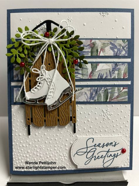 My Creative Corner!: Sophisticated Sled, Greetings of the Season, Winter Meadow, Christmas Card, Stampin' Up! Winter Greeting Cards Handmade, 2024 Stampin Up Card Ideas, Su Sophisticated Sled Cards, Stampin Up Sophisticated Sled, Winter Meadow, Gift Card Holder Christmas, Christmas Sled, Christmas Gift Card Holders, Holiday 2024