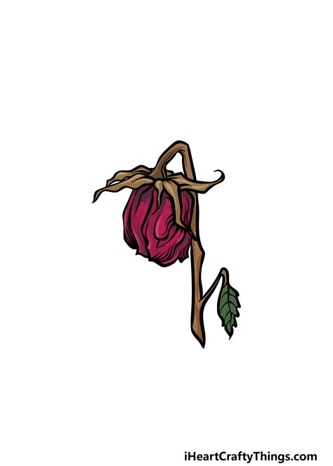 Dead Flower Drawing - How To Draw A Dead Flower Step By Step Drooping Flowers Drawing, Wilting Flowers Drawing Easy, Sketch Ideas Girl, Dead Rose Drawing, Sketch Ideas Easy Simple, Sketch Ideas Flowers, Dead Flowers Tattoo, Sketch Ideas Love, Dead Flower Drawing