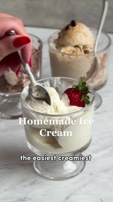 Easy homemade ice cream 3 different ways 🤤🤤🤤 This recipe takes only... | TikTok Easy Desserts For Kids, Easy Homemade Ice Cream, Easy Snacks For Kids, Quick Easy Desserts, Quick Easy Snacks, Homemade Ice, Homemade Ice Cream, 2 Ingredients, Cafe Food