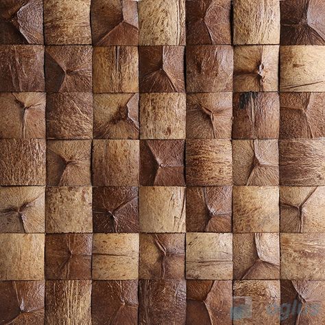 Coconut Decoration, Metal Mosaic, Coconut Shell Crafts, Shell Tiles, Bamboo Decor, Mosaic Tile Backsplash, Shell Mosaic, Wood Wall Art Diy, Bamboo House