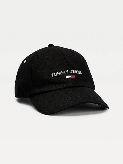 Woven Organic Cotton Baseball Cap | BLACK | Tommy Hilfiger Women's Caps, Womens Baseball Cap, Black Hat, Caps For Women, Tommy Jeans, Baseball Caps, Capsule Wardrobe, Style Icons, Baseball Cap