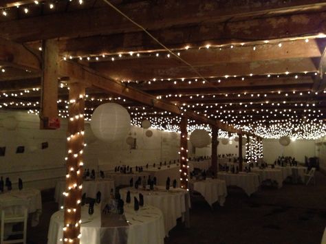 Wedding decor for a barn with a low ceiling Low Ceiling Wedding Decor, Low Ceiling Decorating Ideas, Ceiling Decorating Ideas, Disney Ball, Decorating Ideas Wedding, Barn Wedding Lighting, Ceiling Wedding, Wedding Brainstorming, Wedding Ceiling Decorations