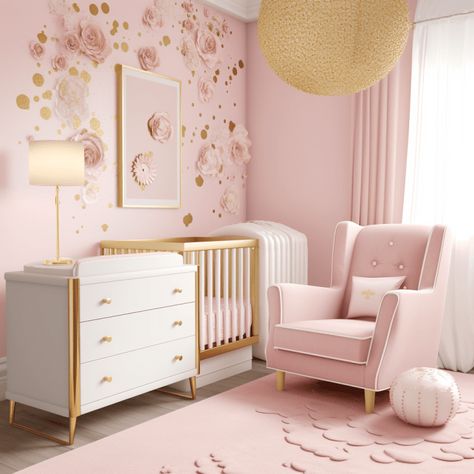 99 Beautiful and Cute Girls Baby Nursery Ideas - In The Playroom Girl Nursery Ideas Pink, Nursery Ideas Pink, Soft Pink Nursery, Gold Baby Nursery, Baby Girl Nursery Ideas, Girl Nursery Ideas, Baby Nursery Ideas, Blush Pink Nursery, Girl Nursery Pink