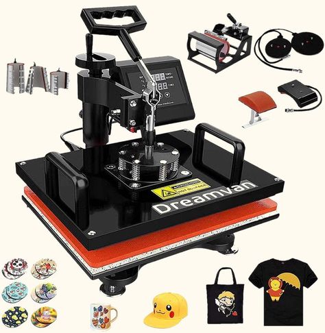 Heat Press 8 in 1 Heat Tshirt Press Machine 12"x15"- 360 Swing Away t Shirt Maker Printing Machine, Pro Digital Transfer Sublimation Presser for T-Shirts Mug Hat/Cap Plate (red, 8 in 1 Heat Press) T-shirt Printing Machine, Clothes Printing Machine, Starting A Tshirt Business Heat Press, Sublimation Heat Press Settings For Tumblers, Htvront Heat Press Settings, Heat Press Temperature Guide Sublimation, Tshirt Press Machine Screen Printing, T Shirt Printing Machine, T Shirt Press