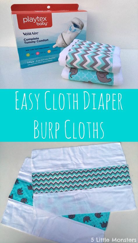 Playtex baby bottles and easy DIY burp cloths from cloth diapers #MomsHelper [ad] Diy Burp Cloths From Diapers, Cloth Diaper Burp Cloths Diy, Diaper Burp Cloths Diy, Burp Cloths From Diapers, Diy Burp Cloths, Baby Burp Cloths Diy, Baby Burp Rags, Burp Cloth Tutorial, Burp Cloths Diy