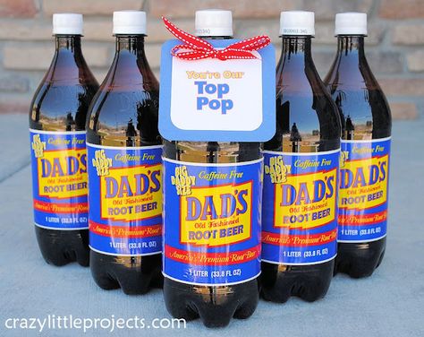 Father's Day Gift: Dad's Root Beer with "You're our Top Pop" tag (Free Printable) Dads Root Beer Fathers Day, Dads Root Beer, Diy Father's Day, Drink Carrier, Diy Father's Day Gifts, Father's Day Diy, Teacher Friends, Get Well Gifts, Easy Diy Gifts