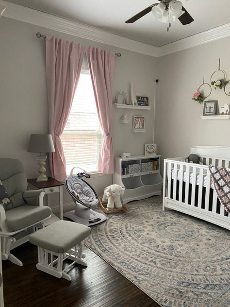 Grey Nursery Girl, Nursery Ideas Grey And Pink, Nursery Room Pink And Gray, Nursery Gray Walls, Pink And Grey Nursery Baby Girl, Baby Girl Nursery Pink Gray White, Baby Girl Nursery Gray, Baby Girl Nursery Pink And Grey, Pink And Grey Princess Nursery