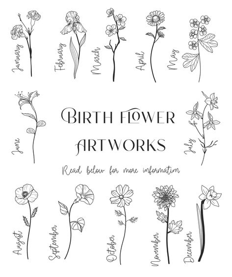 Introducing Birth Flower Prints The perfect last minute gift for someone you love, or yourself! 🥀HOW TO ORDER🥀 -choose your birth month/s -select a design style -add text/colours -approve your design -receive it via email, ready to print! More information to come soon! The first 5 birth print orders will receive 50% off!😍 Send me a message to get yours today. #birthflowerart #linedrawings #fyp Birth Month Animal Tattoo, Birth Month Animals, Watercolor Birth Month Flowers, Free Birth Month Flowers Svg, Birth Month Flower Watercolor, Line Art Birth Month Flowers, Month Animals, Birth Prints, Send Me A Message