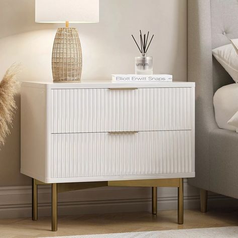 Wide White and Gold High Gloss 2 Drawer Bedside Table - Valencia VLC017 | eBay Grey Garden Furniture, Drawer Dimensions, Bedside Drawers, Dressing Table With Chair, Drawer Bedside Table, Console Table Hallway, Attic Bedrooms, Bedroom Seating, Furniture Beds