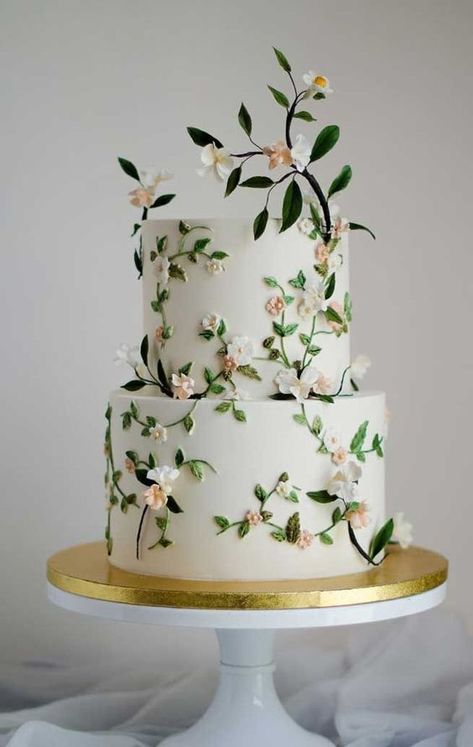 two tier wedding cake #weddingcake #weddingcakes Fresh Ideas And Wedding Trends 2020 ★ wedding ideas cake bohemian pampas grass pink flowers marble pattern jonihobiholiday. #weddingcake, #birthdaycake, #cake, #cakes, #wedding simple elegant white and green wedding cake #weddinginspo #weddingideas #wedding #weddingtable #tabledecor #weddingcake #cake cake floral wedding cakes, vintage wedding cakes, romantic wedding cakes, classic wedding cakes, botanical cakes Two Tier Wedding Cake, Botanical Cake, Vintage Pasta, Green Wedding Cake, Spring Wedding Cake, Pretty Wedding Cakes, Classic Wedding Cake, Floral Wedding Cakes, Romantic Wedding Cake