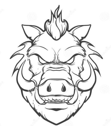 Pig Skull, Pig Tattoo, Gorillas Art, Wild Pig, Wild Hog, Pig Drawing, Cnc Art, Outline Drawing, Butterfly Drawing