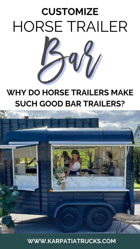 Small Food Trailer, How To Make A Bar, Horse Trailer Bar, Good Bar, Trailer Bar, Custom Food Trucks, Mobile Cocktail Bar, Craft Room Tables, Milkshake Bar