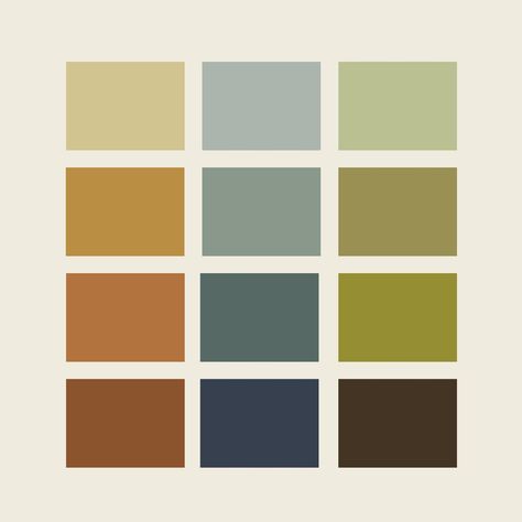 Mid Century Mod Color Palette, 1960s Paint Colors, 70s Interior Color Palette, Muted 70s Color Palette, Mcm Colour Palette, Modern 70s Color Palette, 1970 Color Palette, Mid Century Modern Bedroom Paint Colors, Retro Green Color Palette