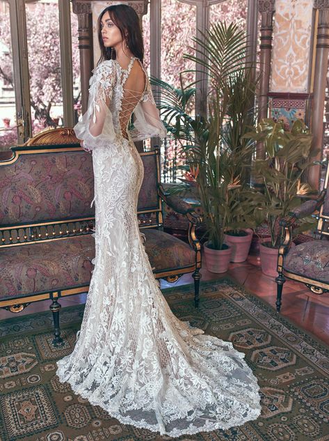 Lia - Victorian Affinity - Bridal Dresses - Galia Lahav Fish Wedding Dress, 3d Lace Wedding Dress, Victorian Sleeves, Fish Wedding, Romance Wedding Dress, Draped Corset, Galia Lahav Wedding Dress, Fishing Wedding, Couture Bridal Gowns