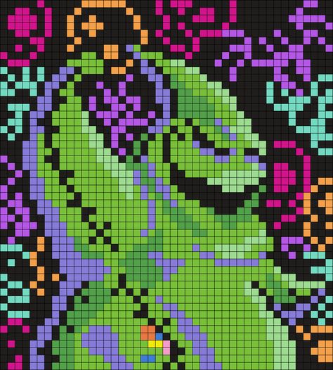 Oogie Boogie From The Nightmare Before Christmas (Sq) Perler Bead Pattern | Bead Sprites | Characters Fuse Bead Patterns Oogie Boogie Crochet Blanket, Nightmare Before Christmas C2c Pattern, Nightmare Before Christmas Pixel Art Grid, Oogie Boogie Cross Stitch Pattern, Perler Bead Nightmare Before Christmas, Oogie Boogie Pixel Art, Nightmare Before Christmas Crochet Blanket, Graph Patterns For Crochet, Nightmare Before Christmas Pixel