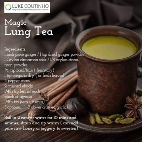 Luke Coutinho - Lifestyle on Instagram: “Try this powerful lung concoction to break down mucous and clear up those lungs ...the power of nature and lifestyle .....use your kitchen…” Lung Cleanse, Simple Detox, Lung Detox, Healing Tea, Breathing Problems, Easy Detox, Detox Plan, Healthy Advice, Ground Turkey Recipes