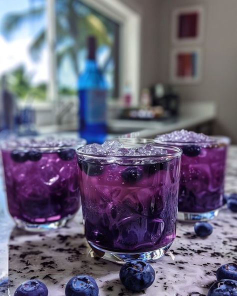 Recipes Cookery | 🍸 Tito's blueberry vodka cocktail shots 🍸 | Facebook Blueberry Vodka, Cocktail Shots, Vodka Cocktail, Blueberry Juice, Alcohol Drinks, Vodka Cocktails, Fresh Lemon Juice, Lemon Juice, 1 Cup