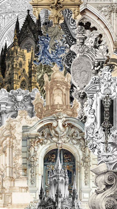 collamge made by putting together random gothic details Gothic Architecture Mood Board, Gothic Mood Board, Gothic Moodboard, Architecture Inspired Fashion, Gothic Collage, Gothic Details, Mood Broad, Gothic Themes, Fashion Illustration Sketches Dresses