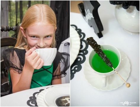 My Parties: How to Host a Witch’s Tea Party - The Party Teacher Classic Tea Party, A Witch Costume, Witch For Halloween, Halloween Tea Party, Kids Tea Party, Witch Party, Tea Party Theme, Tea Party Food, Halloween Drinks