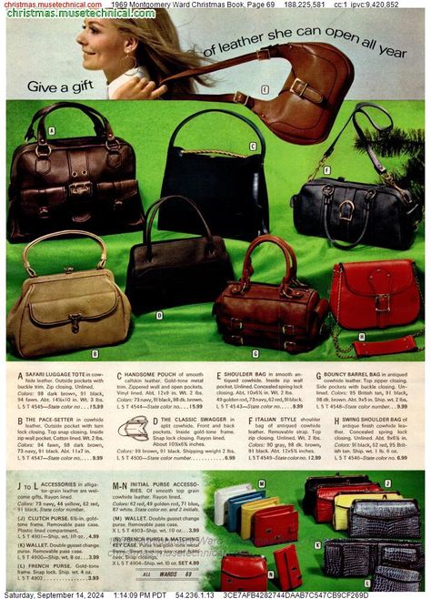 60s Purse, Retro Housewife, Gogo Boots, Barrel Bag, Montgomery Ward, Vintage Luggage, Retro Ads, Christmas Catalogs, Christmas Book