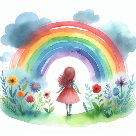 Rainbow Drawing, Rainbow Painting, Rainbow Wall Art, Diy Watercolor Painting, Calming Atmosphere, Art Gallery Wallpaper, Inspire Creativity, Diy Watercolor, Kids Room Wall