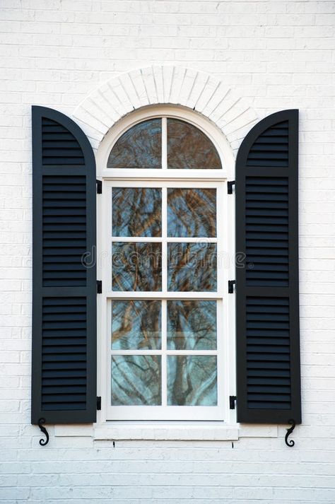 Shuttered Window. An arched window reflects a blue winter sky , #AD, #arched, #window, #Shuttered, #Window, #winter #ad Arched Window Exterior, Arched Shutters Exterior, Arched Windows Exterior, Arch Windows Exterior, Exterior Arched Windows, Arch Windows, Arched Window Shutters, Small Arched Windows, Arch Window Shutters