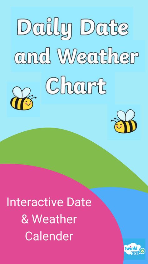 Use this date a weather display for your ESL classroom. This interactive flipchart allows your children to practise the date and weather each day. Useful for online classes! Pick a background to match your current theme, choose the correct date and use the weather symbols to signifying the weather for that day. #esl #efl #tefl #teachenglish #englishteacher #onlinesl #vipkid Day And Date Display Classroom, Speaking Activities Esl, Weather Display, Vip Kid, Eyfs Classroom, Weather Chart, Weather Symbols, Esl Classroom, Holiday Schedule