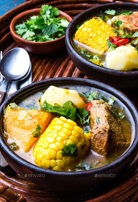 Latin American food. Traditional chilean pork soup cazuela. Cazuela Chilena by lblinova. Latin American chilean food. Traditional chilean cazuela de cerdo with chuchoca. Pork soup with potatoes, pumpkin. co... #Sponsored #pork, #chilean, #cazuela, #soup Traditional Chilean Food, Chile Food Traditional, Argentina Food Traditional, South American Food, Soup With Potatoes, Easy Weekly Meals, Chilean Food, Argentina Food, South American Recipes