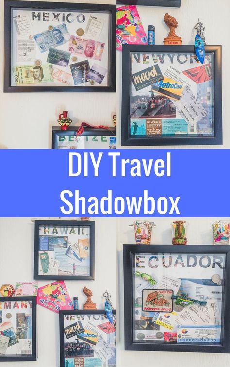 DIY Travel Shadow Box Travel Shadow Box, Travel Shadow Boxes, Shadow Box Diy, Magnet Display, Memory Diy, Travel Photos Display, Travel Room, Travel Wall Decor, Diy Shadow Box