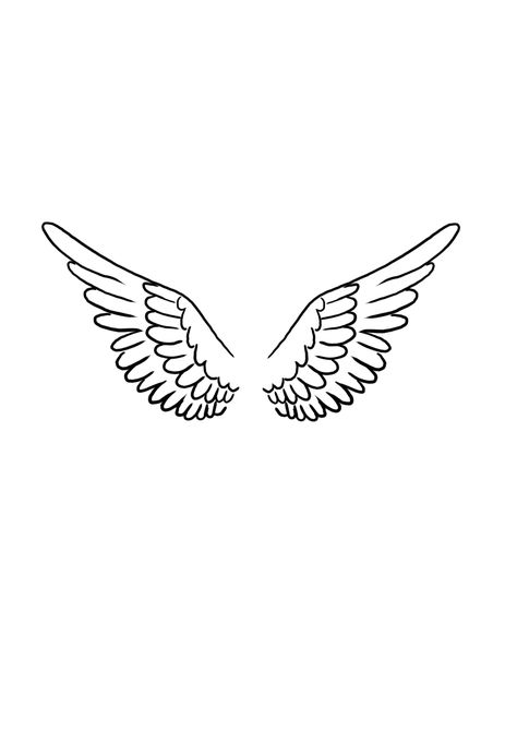 Wing Outline Tattoo, Simple Angel Wings Tattoo, Angel Wing Outline, Simple Angel Wings, Leavers Shirt, Winged Stencil, Alas Tattoo, Angel Wings Drawing, Stencil Patterns Templates