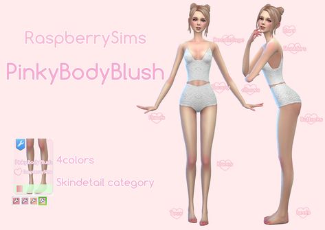 Pinky Body Blush Found under skin detail All Genders All ages 4 colors Download♥Dropbox pose✿flowerchamber Thanks to all the CC creators!♡ Sims 4 Knee Blush, Sims4 Skin, Custom Sims, Body Blush, Sims 4 Skin Details, Mods Ts4, Sims 4 Skin, The Sims 4 Skin, Sims 4 Makeup