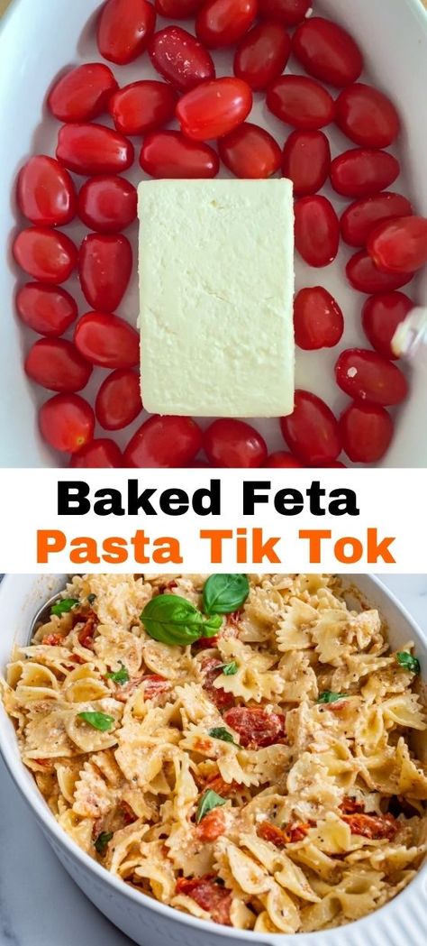 Baked Feta Pasta Food Network, Baked Feta And Tomatoes Pasta, Greek Feta Pasta Bake, Pasta And Feta Recipes, Feta Recipes Easy, Easy Healthy Pasta Bake Recipes, Feta Pasta Bake With Spinach, Roasted Vegetable Baked Feta Pasta, Pasta Tomato Feta