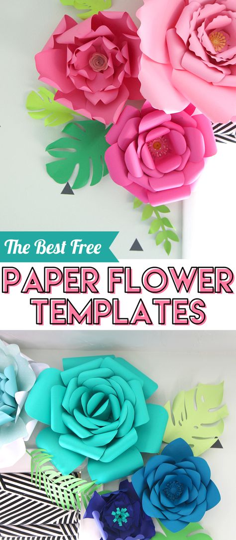 This is a collection of the best free paper flower templates available across the internet. There are many different flower petal shapes and varieties to choose from. You'll love making these gorgeous paper flowers. #paperflowers #papercrafts #crafts #templates #freepattern #paperflowertemplate Free Paper Flower Templates, Paper Flower Templates, Giant Paper Flowers Template, Flower Petal Template, Paper Rose Template, Fleurs Diy, Easy Paper Flowers, Paper Peonies, Paper Flower Wall Decor