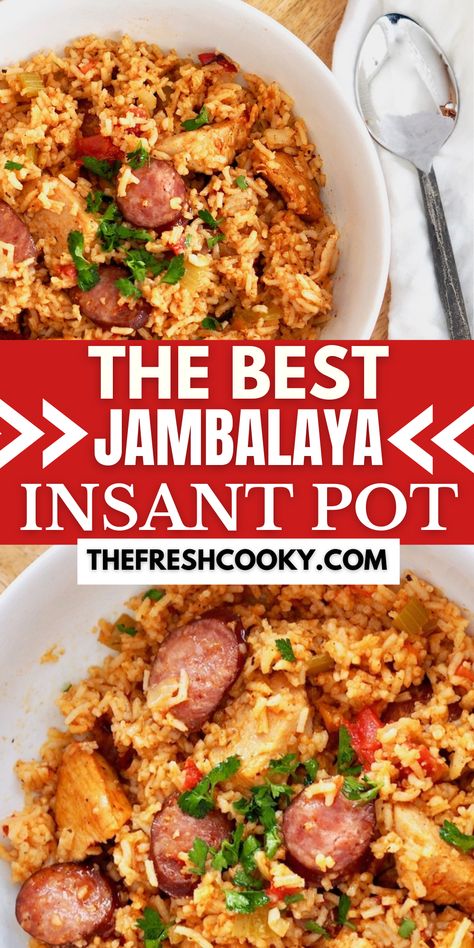 Smoked Sausage And Rice Instant Pot, Chicken And Sausage Jambalaya Recipe, Best Jambalaya Recipe, Jambalaya Recipe Instant Pot, Instant Pot Jambalaya, Sausage Jambalaya Recipe, Jambalaya Recipe Easy, Chicken And Sausage Jambalaya, Instapot Meals