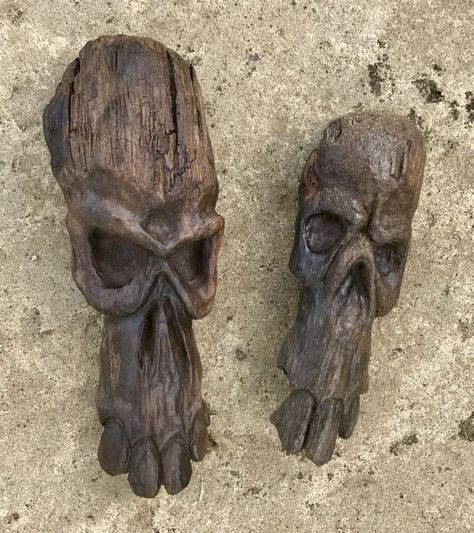 Wood Spirit skull by Darren Ellerton Wood Spirits Carving, Wood Carving Faces, Dremel Carving, Wood Spirit, Dremel Wood Carving, Chainsaw Carving, Wood Carving Designs, Carving Patterns, Wood Carving Patterns