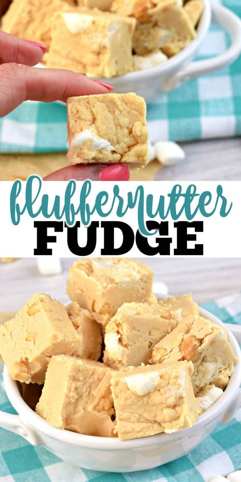 Fluffernutter Fudge is as fun to eat as it is to say! A rich peanut butter fudge tastes even better when you combine it with marshmallow cream and crunchy nuts. Fluffernutter Fudge, Homemade Fudge Recipes, Chocolate Candy Recipes, Shugary Sweets, Fluff Recipe, Fudge Recipes Easy, Marshmallow Cream, Butter Fudge, Homemade Fudge