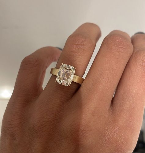 Radiant Engagement Ring Thick Gold Band, Classic Modern Engagement Rings, Gold Thick Engagement Ring, Thick Band Rings Engagement, Cushion Engagement Ring Thick Band, Thick Band Cushion Engagement Ring, Contemporary Wedding Ring, 3mm Engagement Ring Band, Large Band Engagement Ring