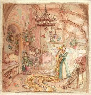 RAPUNZEL IN HER BEDROOM // VISUAL DEVELOPMENT FOR TANGLED Claire Keane, Tangled Concept Art, Flower Power Art, Chen Yi, Glen Keane, Tangled 2010, Animation Disney, 동화 삽화, Children's Illustration