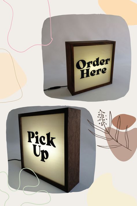 Order Here and Pick Up Illuminated Signs Cafe Food Truck, Signs For Business, Business Talk, Light Box Sign, Gold Coast Queensland, Shop Signage, Light Boxes, Coffee Shop Bar, Illuminated Signs