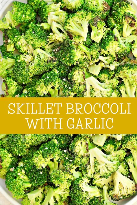 Skillet Broccoli, Pan Fried Broccoli, Frozen Broccoli Recipes, Broccoli With Garlic, Parmesan Broccoli, Garlic Broccoli, How To Cook Broccoli, How To Make Broccoli, Fried Broccoli