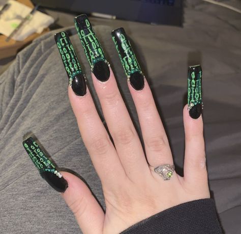 the matrix Matrix Nails, Glow Nails, The Matrix, Dope Nails, Press On Nails, Nail Inspo, Matrix, Nail Art, Nails