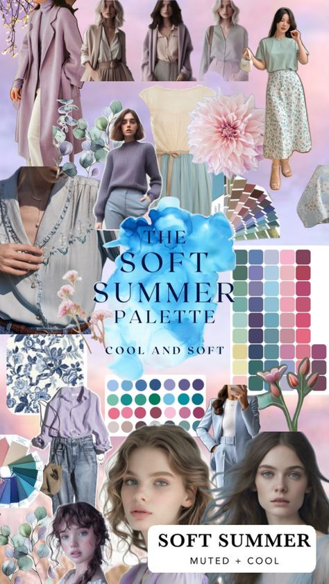 Soft Summer Color Palette Outfits, Summer Color Palette Outfits, Soft Summer Fashion, Corp Goth, Soft Summer Palette, Soft Summer Color Palette, Soft Summer Colors, Cottagecore Dark, Summer Goth