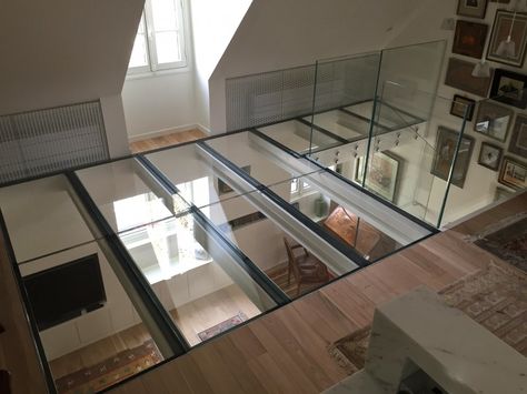 MANHATTAN | Trescalini Glass Walkway, Loft Ideas, Compact House, Glass Work, Attic Rooms, Glass Roof, Glass Floor, Loft Design, Rooftops