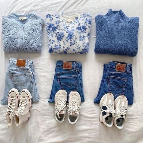 The Color Blue, Minimalist Wardrobe, Mode Inspo, Blue Outfit, 가을 패션, Number 3, Casual Style Outfits, Mode Inspiration, Winter Fashion Outfits