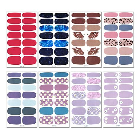 AmazonSmile: SILPECWEE 20 Sheets Solid Color Nail Art Stickers Decals 1Pc Nail File Self-Adhesive Nail Polish Strips Nail Wraps Manicure Kit for Women: Kitchen & Dining Paper Nail Kit Printable, Paper Nails Design, Printable Nail Art, Dot Nail Art Designs, Polka Dot Nail Art, Doll Template, Christmas Nail Stickers, Boba Drink, Solid Color Nails