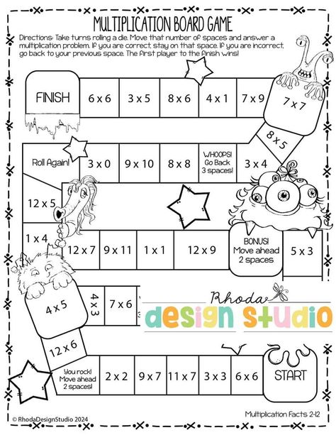 Easy to Use Free Multiplication Game Printables Multiplication Games For Kids, Christmas Multiplication Worksheets, Multiplication Learning, Multiplication 3, Multiplication Games Free, Math Worksheets For Kids, Easy Math Worksheets, Printable Multiplication Worksheets, Multiplication Game