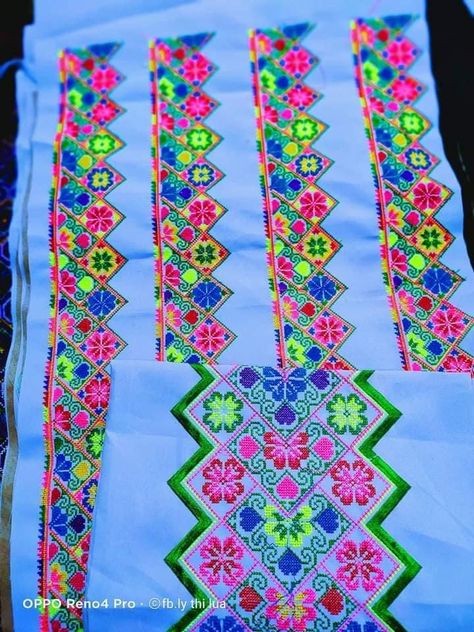 Hmoob Paj Ntaub, Hmong Pattern, Paj Ntaub, Hmong Embroidery, Stitch Flowers, Dresses Indian, Designer Dresses Indian, Cross Stitch Flowers, Stitch Pattern