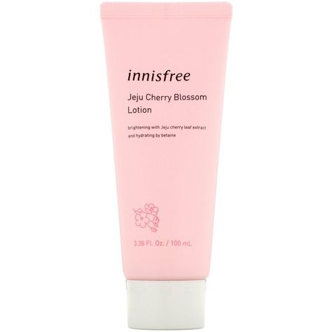 Cherry Blossom Lotion, Innisfree Skincare, Innisfree Jeju Cherry Blossom, Prunus Yedoensis, Jeju Cherry Blossom, Cherry Leaf, What To Use, Face Lotion, Makeup Items